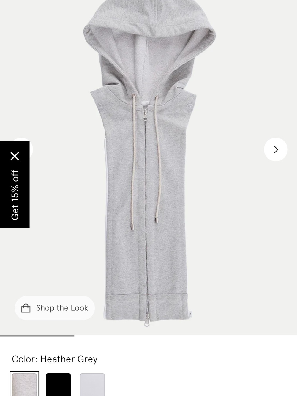 Veronica Beard Heather Grey Hooded Zip Sleeveless Vest